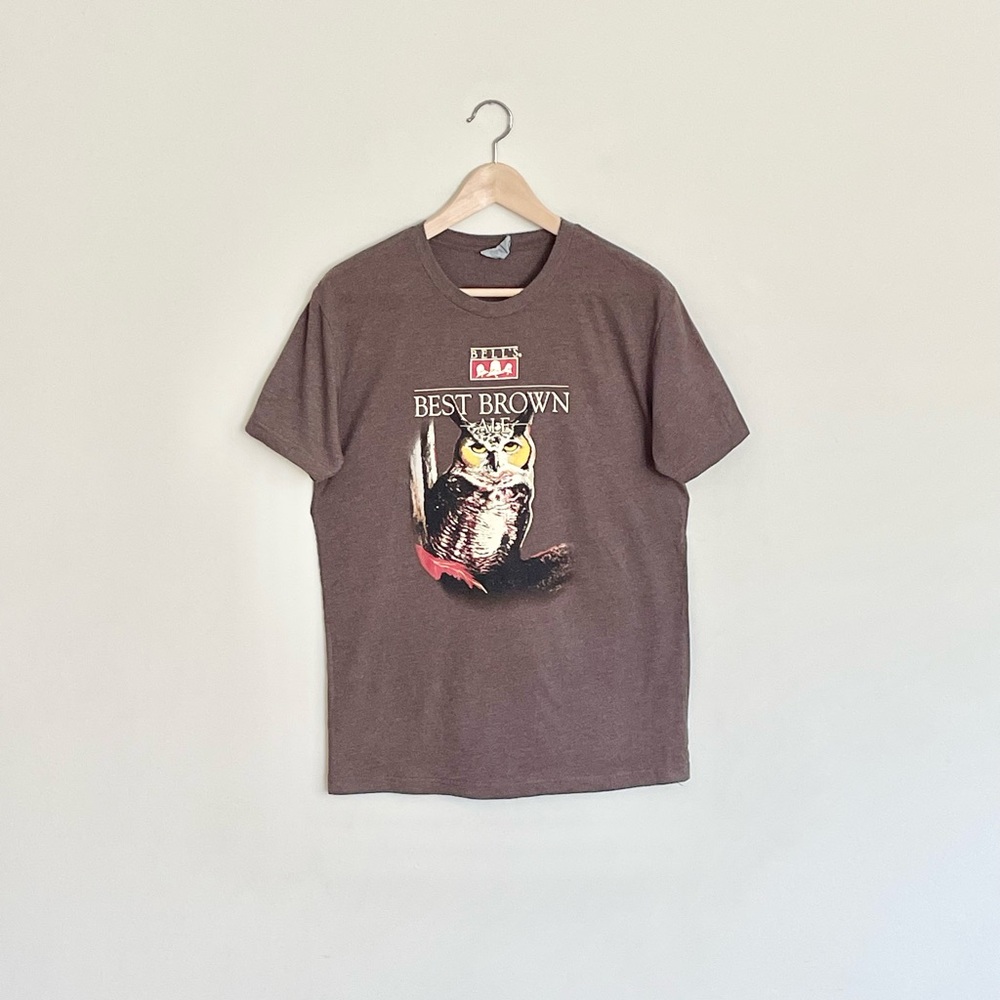 NEW Bell’s Brewery Best Brown Ale Owl Graphic Brown T Shirt Adult size Medium